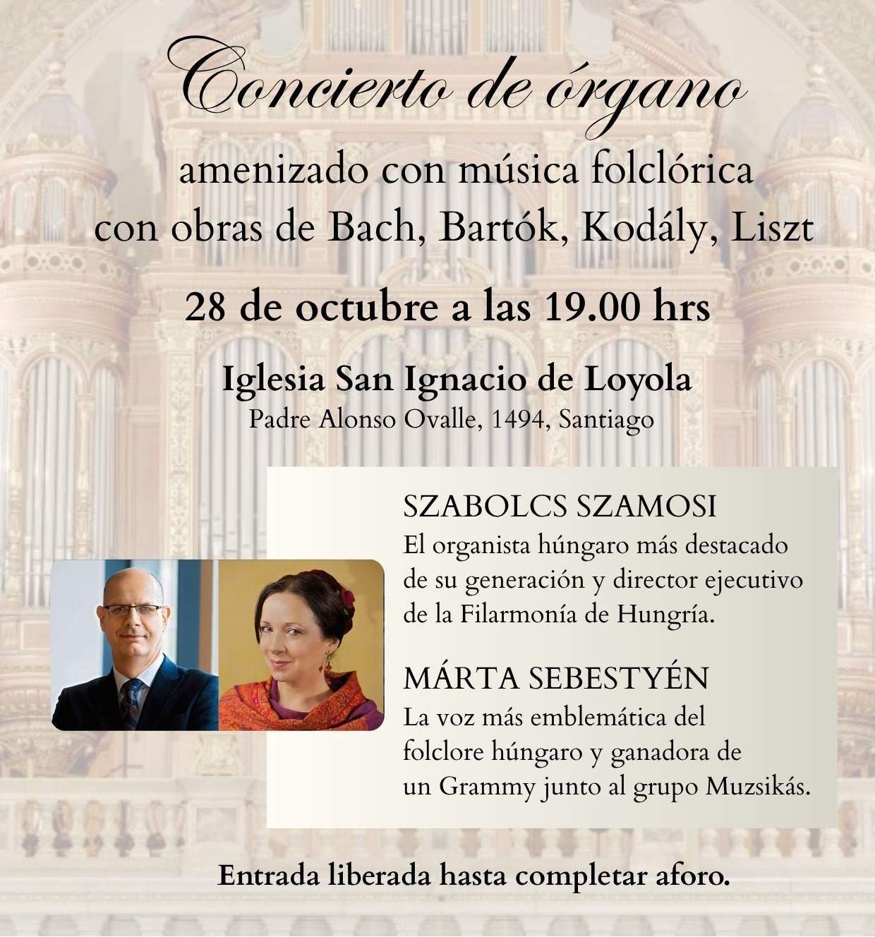 Concierto de órgano y música folclórica